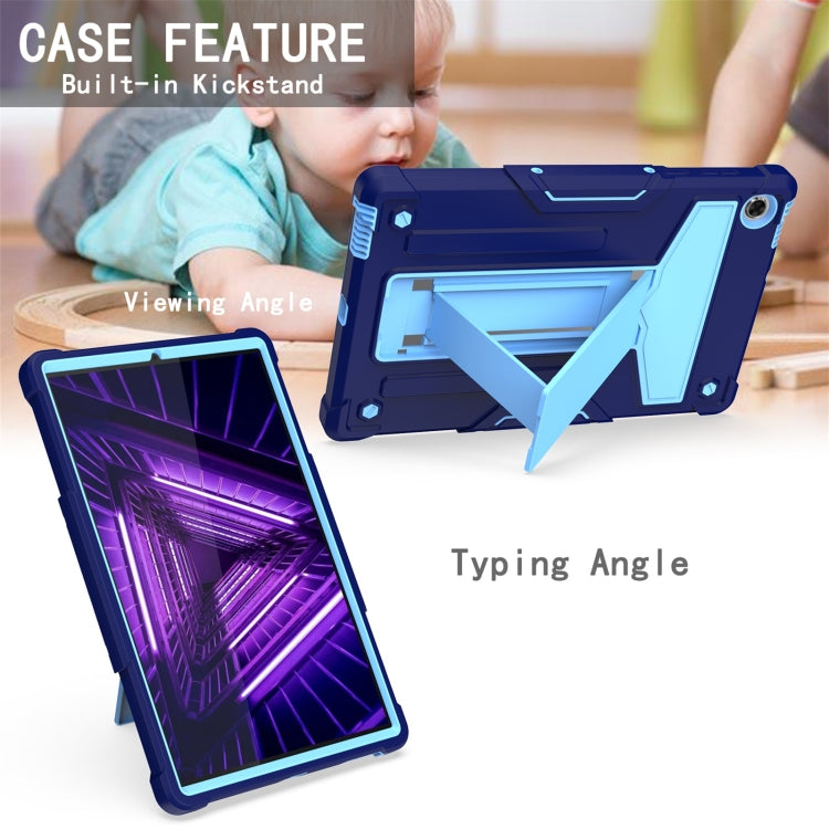 For Lenovo M10 Plus TB-X606F T-shaped Bracket Contrast Color Shockproof PC + Silicone Protective Case