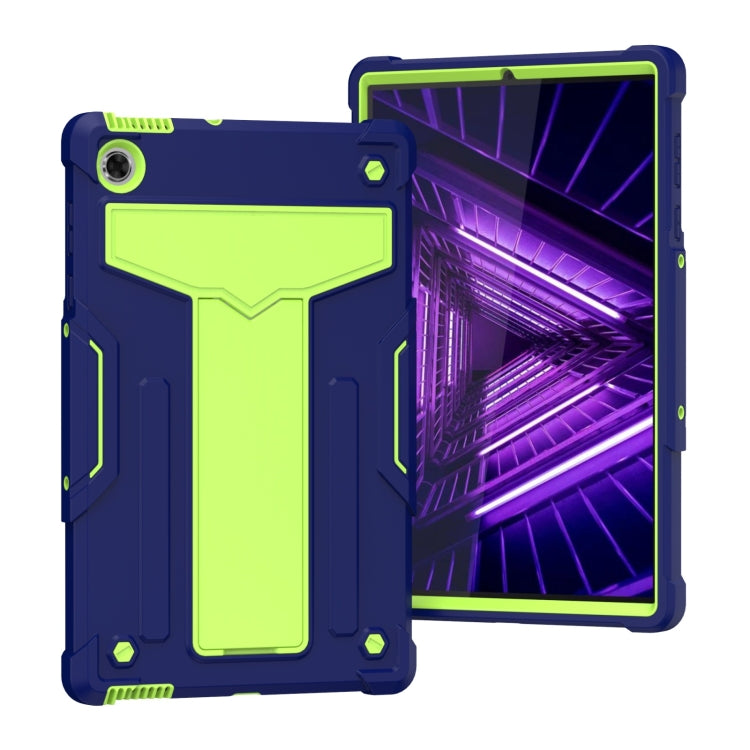 For Lenovo M10 Plus TB-X606F T-shaped Bracket Contrast Color Shockproof PC + Silicone Protective Case