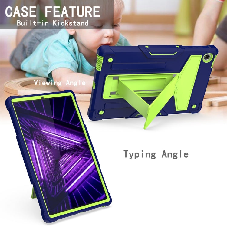 For Lenovo M10 Plus TB-X606F T-shaped Bracket Contrast Color Shockproof PC + Silicone Protective Case