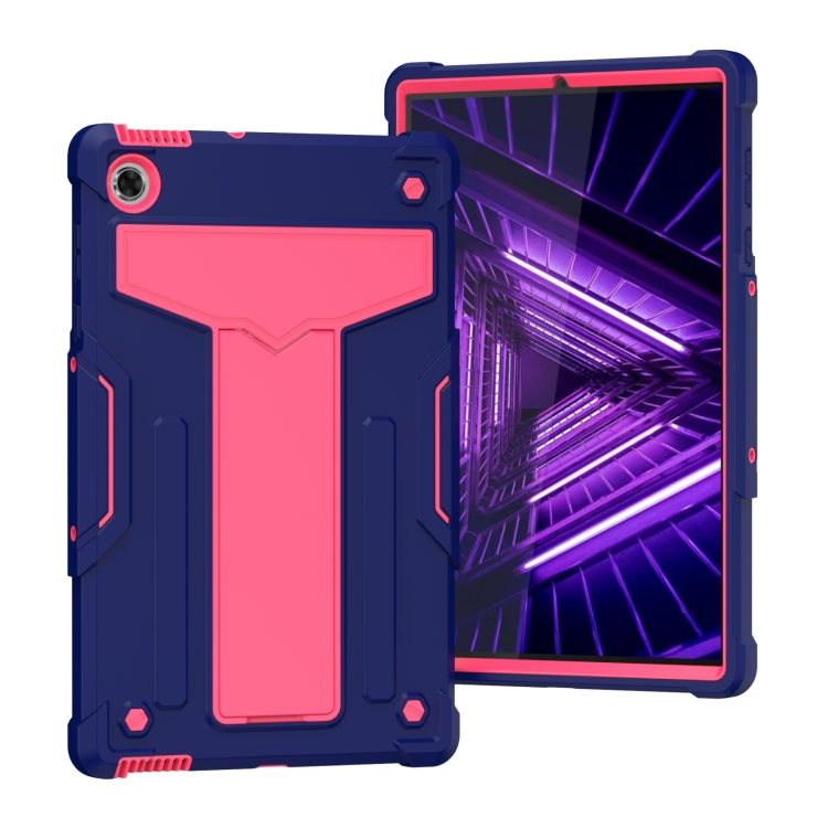 For Lenovo M10 Plus TB-X606F T-shaped Bracket Contrast Color Shockproof PC + Silicone Protective Case