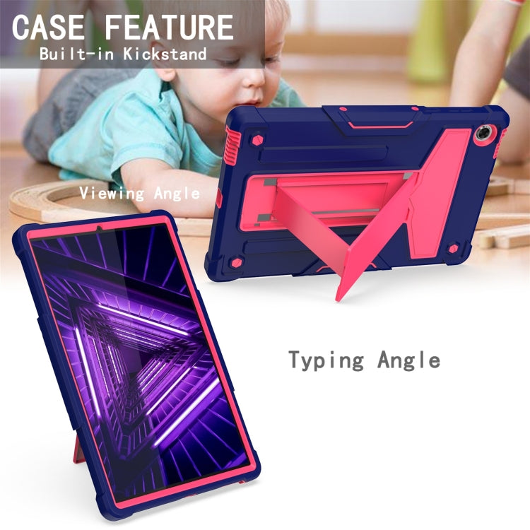 For Lenovo M10 Plus TB-X606F T-shaped Bracket Contrast Color Shockproof PC + Silicone Protective Case