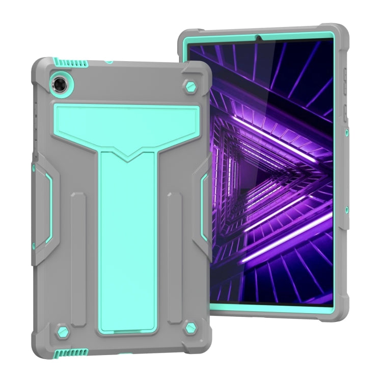 For Lenovo M10 Plus TB-X606F T-shaped Bracket Contrast Color Shockproof PC + Silicone Protective Case