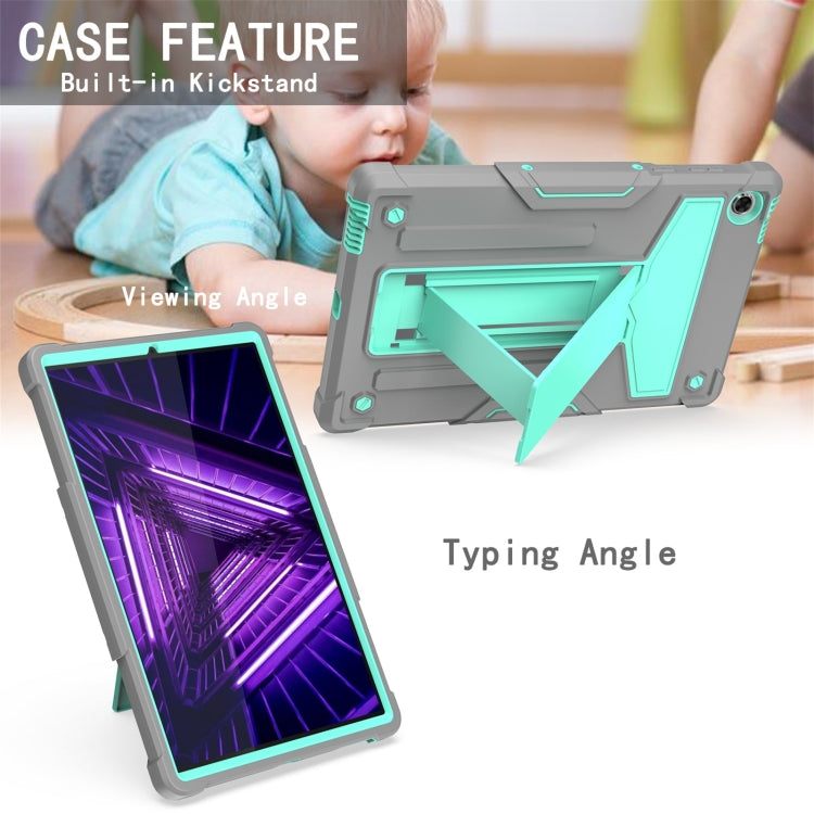 For Lenovo M10 Plus TB-X606F T-shaped Bracket Contrast Color Shockproof PC + Silicone Protective Case