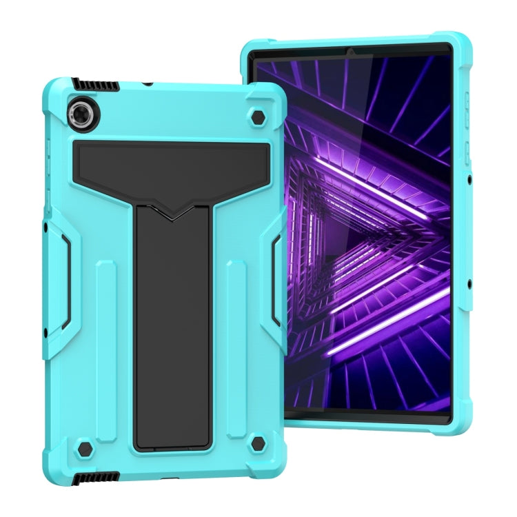 For Lenovo M10 Plus TB-X606F T-shaped Bracket Contrast Color Shockproof PC + Silicone Protective Case