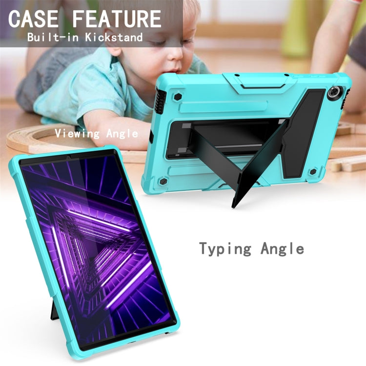 For Lenovo M10 Plus TB-X606F T-shaped Bracket Contrast Color Shockproof PC + Silicone Protective Case