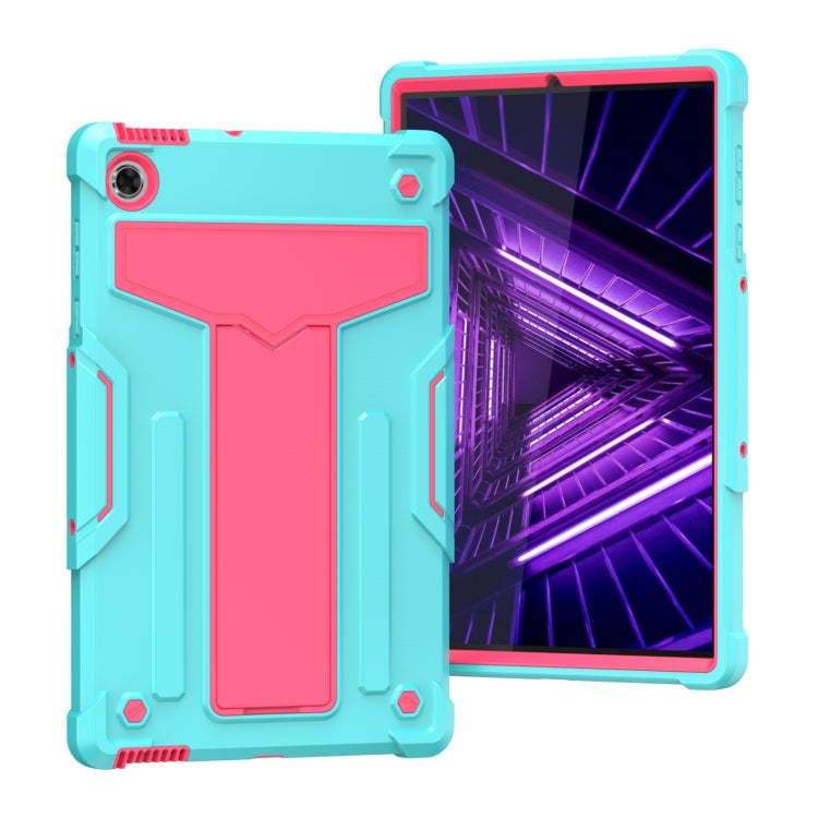 For Lenovo M10 Plus TB-X606F T-shaped Bracket Contrast Color Shockproof PC + Silicone Protective Case
