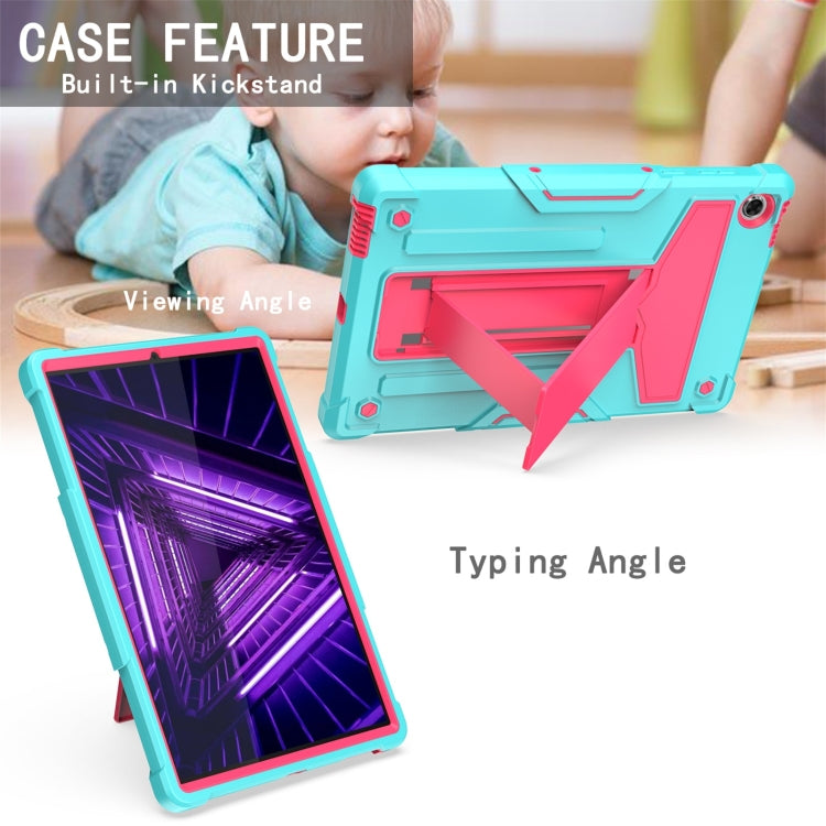 For Lenovo M10 Plus TB-X606F T-shaped Bracket Contrast Color Shockproof PC + Silicone Protective Case