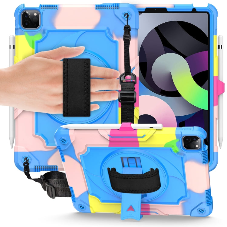 360 Degree Rotation Turntable Contrast Color Robot Shockproof Silicone + PC Protective Case with Holder For iPad Air 2022 / 2020 10.9 / Pro 11 (2020)