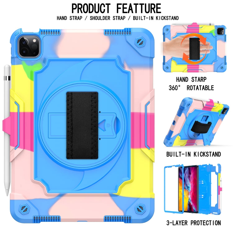 360 Degree Rotation Turntable Contrast Color Robot Shockproof Silicone + PC Protective Case with Holder For iPad Air 2022 / 2020 10.9 / Pro 11 (2020)