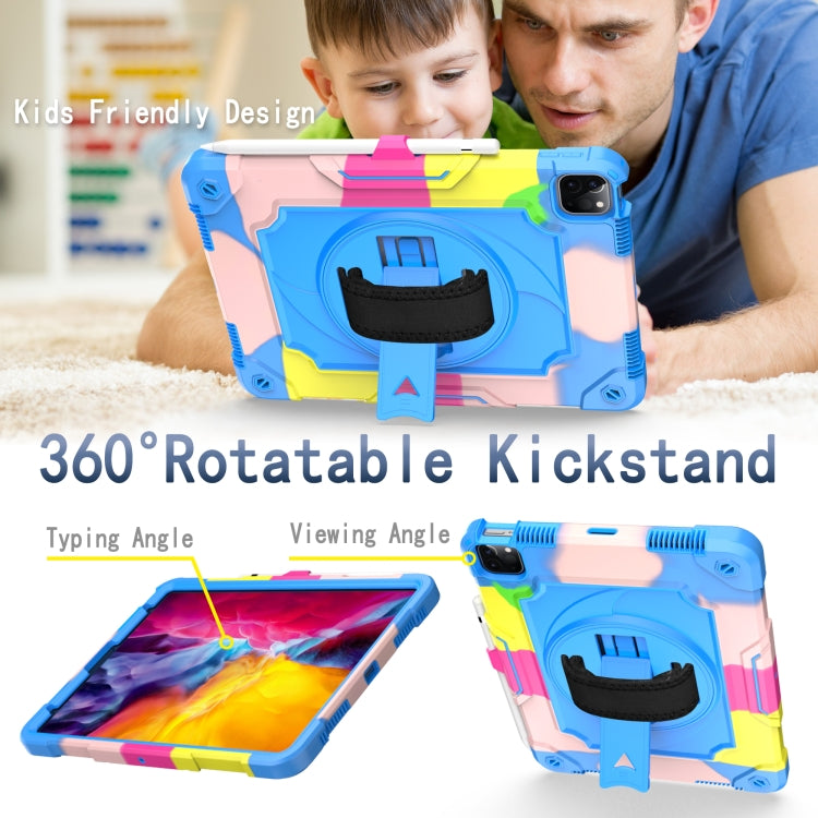 360 Degree Rotation Turntable Contrast Color Robot Shockproof Silicone + PC Protective Case with Holder For iPad Air 2022 / 2020 10.9 / Pro 11 (2020)