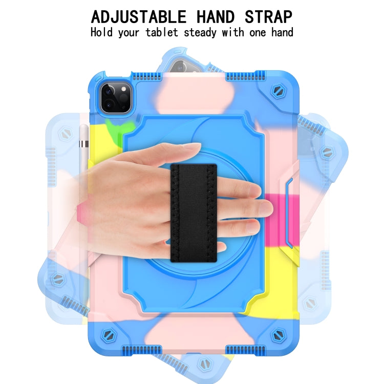 360 Degree Rotation Turntable Contrast Color Robot Shockproof Silicone + PC Protective Case with Holder For iPad Air 2022 / 2020 10.9 / Pro 11 (2020)