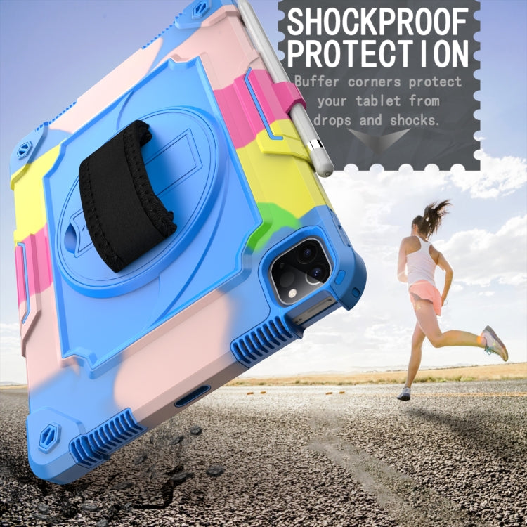 360 Degree Rotation Turntable Contrast Color Robot Shockproof Silicone + PC Protective Case with Holder For iPad Air 2022 / 2020 10.9 / Pro 11 (2020)