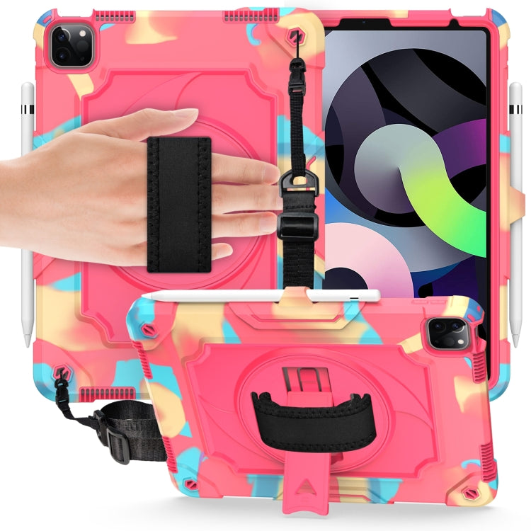 360 Degree Rotation Turntable Contrast Color Robot Shockproof Silicone + PC Protective Case with Holder For iPad Air 2022 / 2020 10.9 / Pro 11 (2020)