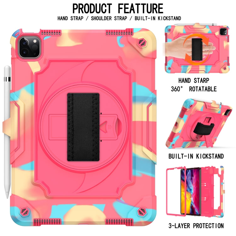 360 Degree Rotation Turntable Contrast Color Robot Shockproof Silicone + PC Protective Case with Holder For iPad Air 2022 / 2020 10.9 / Pro 11 (2020)