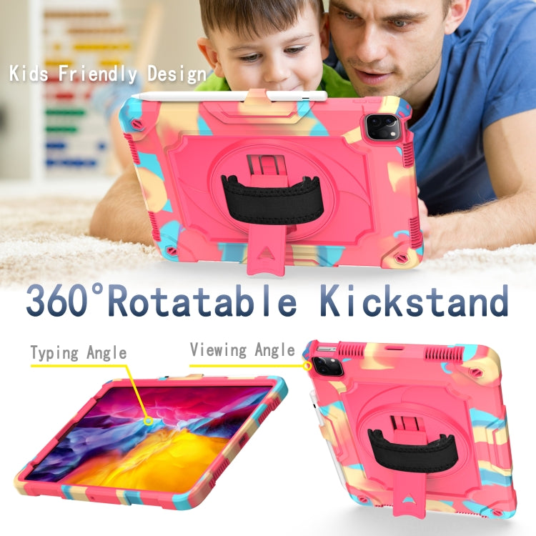 360 Degree Rotation Turntable Contrast Color Robot Shockproof Silicone + PC Protective Case with Holder For iPad Air 2022 / 2020 10.9 / Pro 11 (2020)