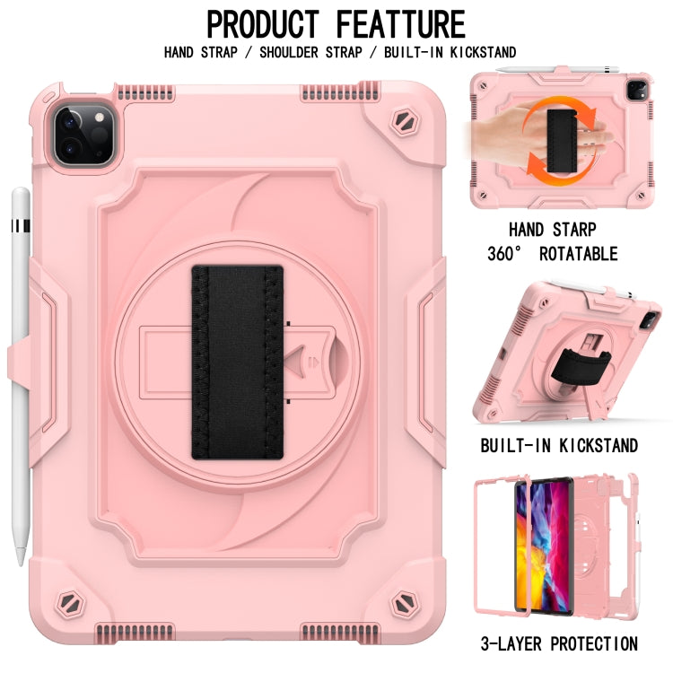 360 Degree Rotation Turntable Contrast Color Robot Shockproof Silicone + PC Protective Case with Holder For iPad Air 2022 / 2020 10.9 / Pro 11 (2020)