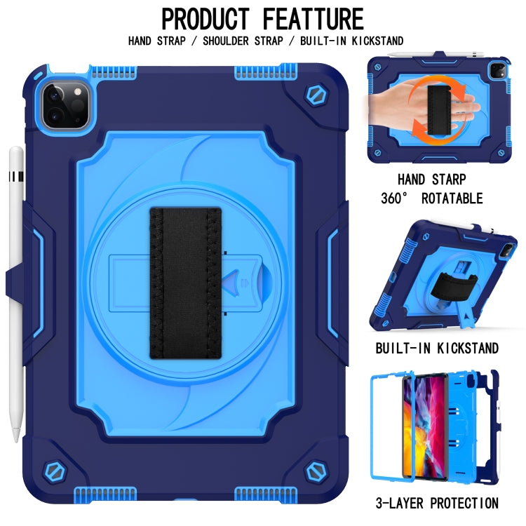 360 Degree Rotation Turntable Contrast Color Robot Shockproof Silicone + PC Protective Case with Holder For iPad Air 2022 / 2020 10.9 / Pro 11 (2020)