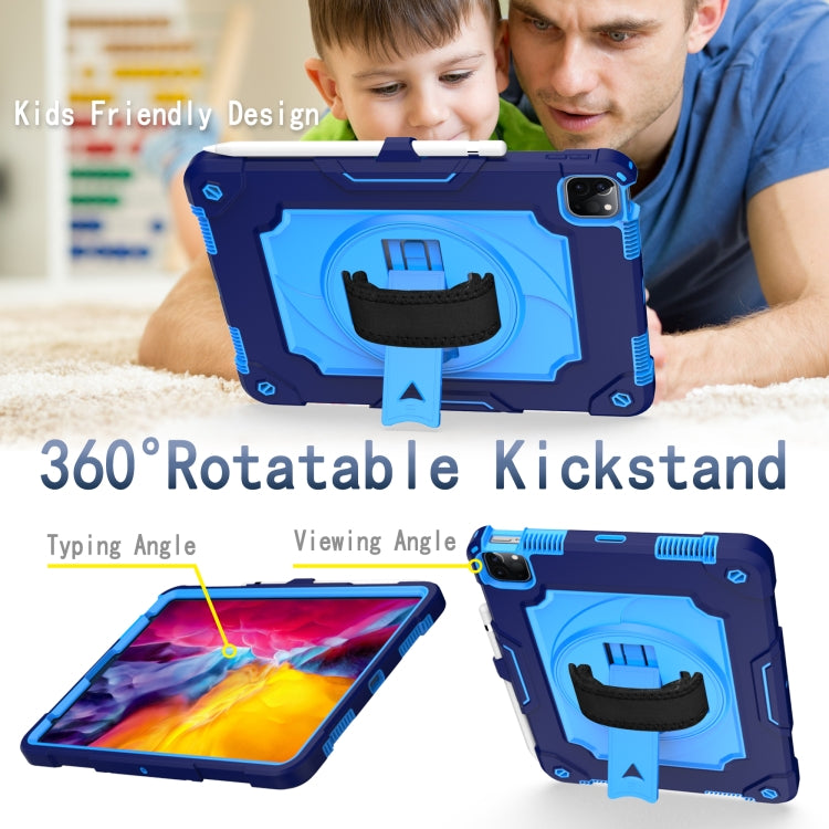 360 Degree Rotation Turntable Contrast Color Robot Shockproof Silicone + PC Protective Case with Holder For iPad Air 2022 / 2020 10.9 / Pro 11 (2020)
