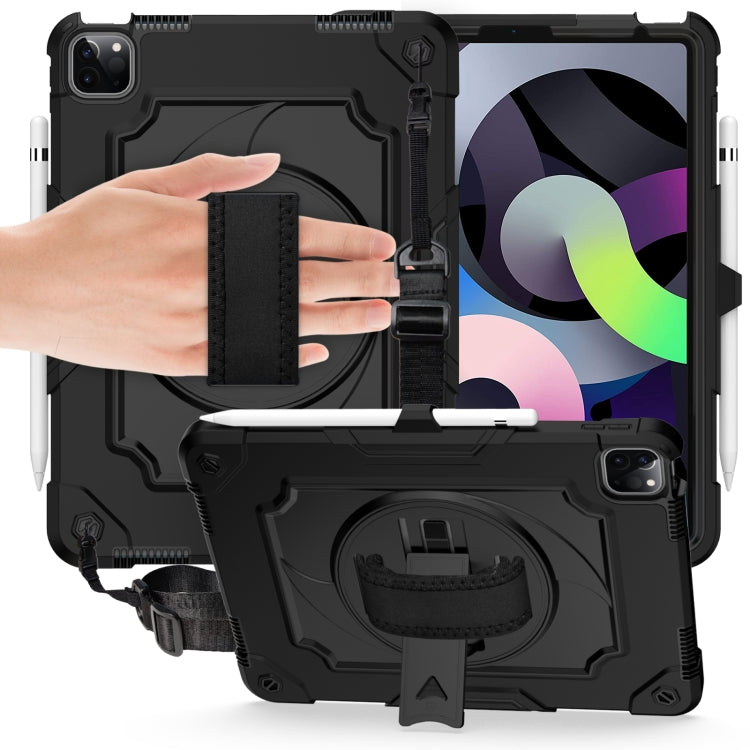 360 Degree Rotation Turntable Contrast Color Robot Shockproof Silicone + PC Protective Case with Holder For iPad Air 2022 / 2020 10.9 / Pro 11 (2020)