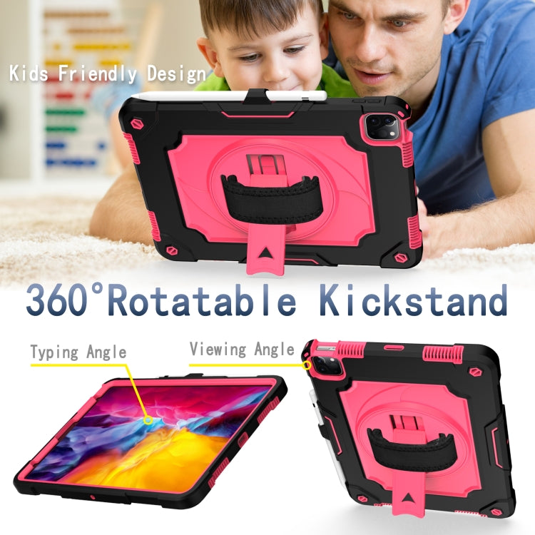 360 Degree Rotation Turntable Contrast Color Robot Shockproof Silicone + PC Protective Case with Holder For iPad Air 2022 / 2020 10.9 / Pro 11 (2020)