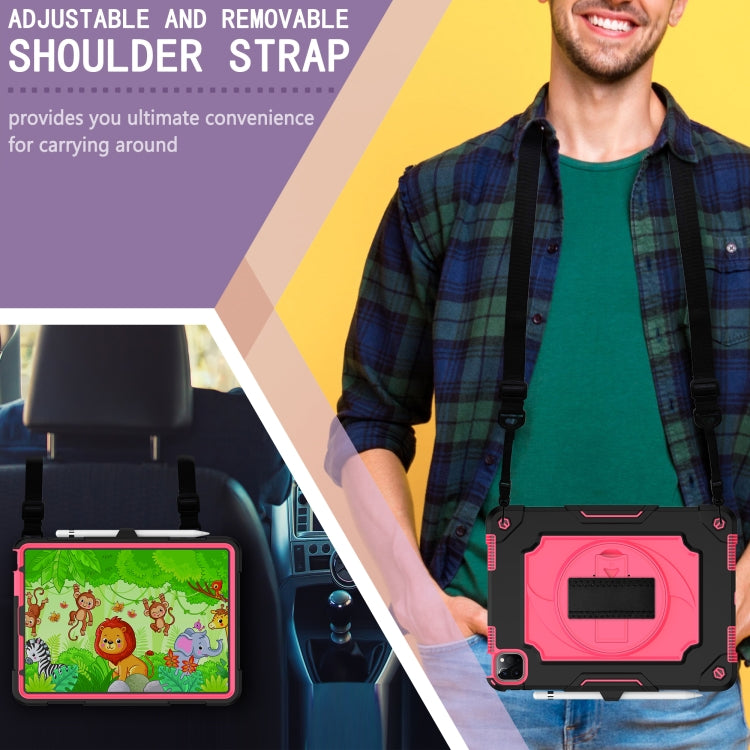 360 Degree Rotation Turntable Contrast Color Robot Shockproof Silicone + PC Protective Case with Holder For iPad Air 2022 / 2020 10.9 / Pro 11 (2020)