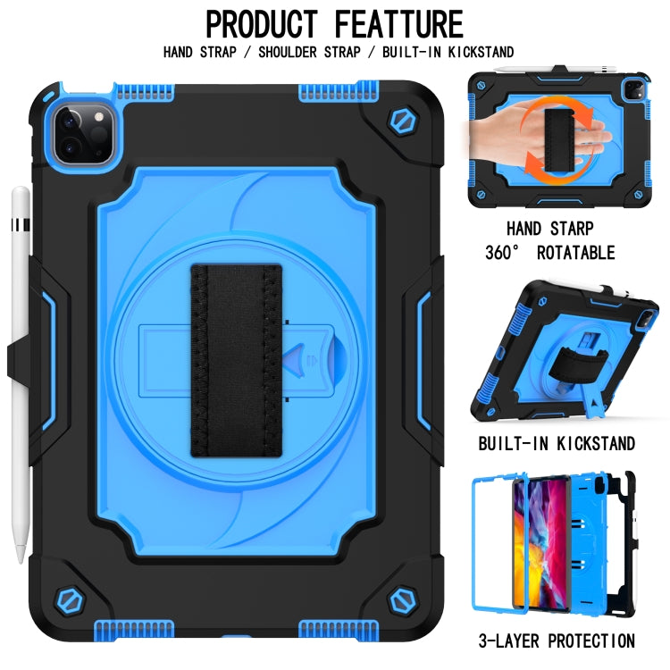 360 Degree Rotation Turntable Contrast Color Robot Shockproof Silicone + PC Protective Case with Holder For iPad Air 2022 / 2020 10.9 / Pro 11 (2020)