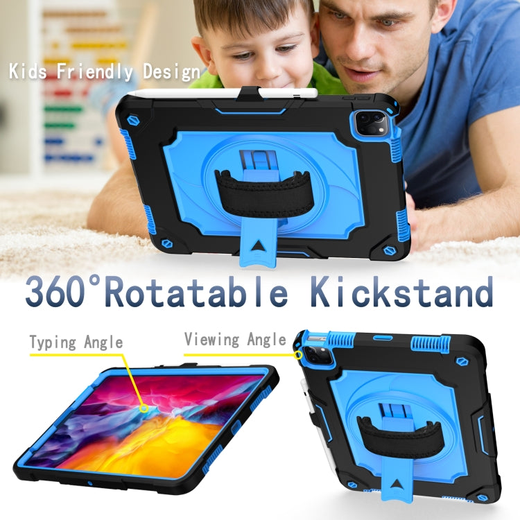 360 Degree Rotation Turntable Contrast Color Robot Shockproof Silicone + PC Protective Case with Holder For iPad Air 2022 / 2020 10.9 / Pro 11 (2020)