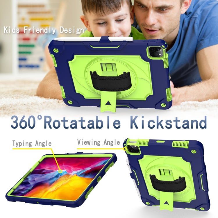 360 Degree Rotation Turntable Contrast Color Robot Shockproof Silicone + PC Protective Case with Holder For iPad Air 2022 / 2020 10.9 / Pro 11 (2020)
