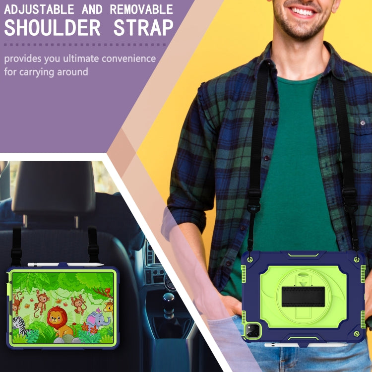 360 Degree Rotation Turntable Contrast Color Robot Shockproof Silicone + PC Protective Case with Holder For iPad Air 2022 / 2020 10.9 / Pro 11 (2020)