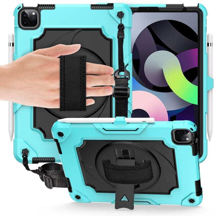 360 Degree Rotation Turntable Contrast Color Robot Shockproof Silicone + PC Protective Case with Holder For iPad Air 2022 / 2020 10.9 / Pro 11 (2020)