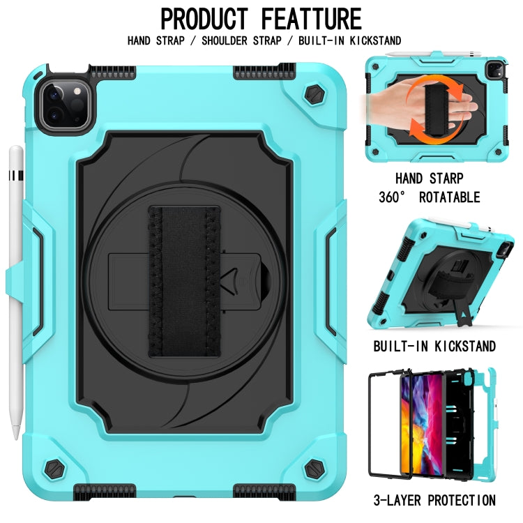 360 Degree Rotation Turntable Contrast Color Robot Shockproof Silicone + PC Protective Case with Holder For iPad Air 2022 / 2020 10.9 / Pro 11 (2020)