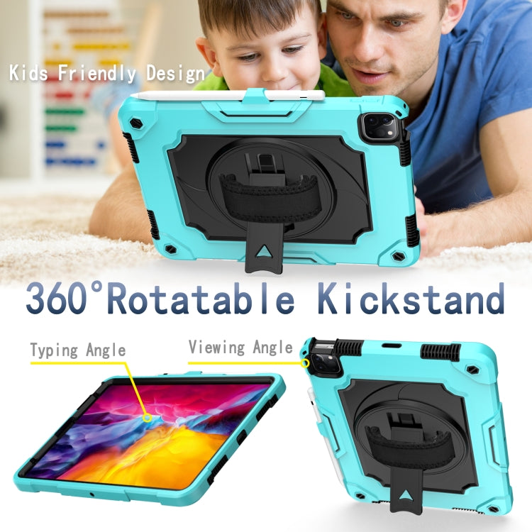360 Degree Rotation Turntable Contrast Color Robot Shockproof Silicone + PC Protective Case with Holder For iPad Air 2022 / 2020 10.9 / Pro 11 (2020)
