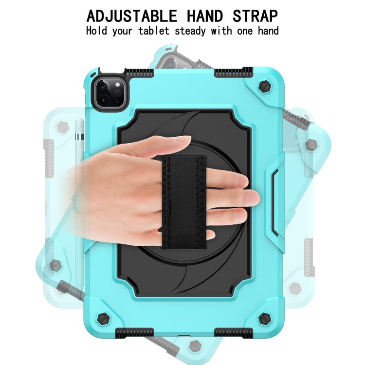 360 Degree Rotation Turntable Contrast Color Robot Shockproof Silicone + PC Protective Case with Holder For iPad Air 2022 / 2020 10.9 / Pro 11 (2020)