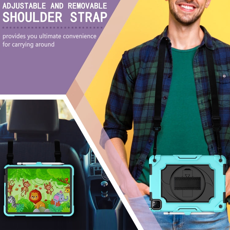 360 Degree Rotation Turntable Contrast Color Robot Shockproof Silicone + PC Protective Case with Holder For iPad Air 2022 / 2020 10.9 / Pro 11 (2020)