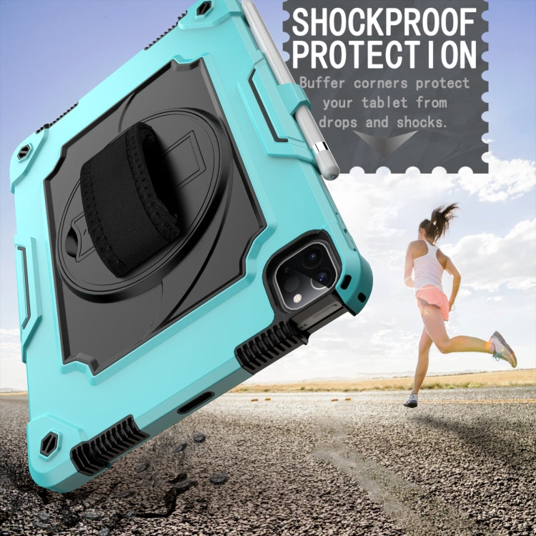 360 Degree Rotation Turntable Contrast Color Robot Shockproof Silicone + PC Protective Case with Holder For iPad Air 2022 / 2020 10.9 / Pro 11 (2020)