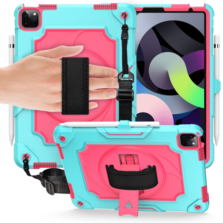 360 Degree Rotation Turntable Contrast Color Robot Shockproof Silicone + PC Protective Case with Holder For iPad Air 2022 / 2020 10.9 / Pro 11 (2020)