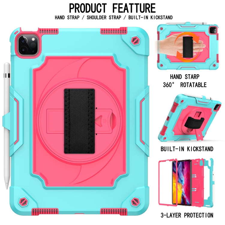 360 Degree Rotation Turntable Contrast Color Robot Shockproof Silicone + PC Protective Case with Holder For iPad Air 2022 / 2020 10.9 / Pro 11 (2020)