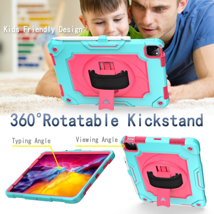 360 Degree Rotation Turntable Contrast Color Robot Shockproof Silicone + PC Protective Case with Holder For iPad Air 2022 / 2020 10.9 / Pro 11 (2020)