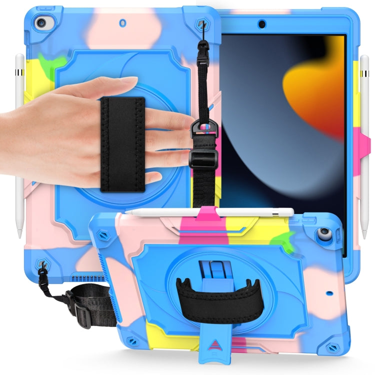 360 Degree Rotation Turntable Contrast Color Robot Shockproof Silicone + PC Protective Case with Holder For iPad 10.2 / 10.2 (2020) / Pro 10.5