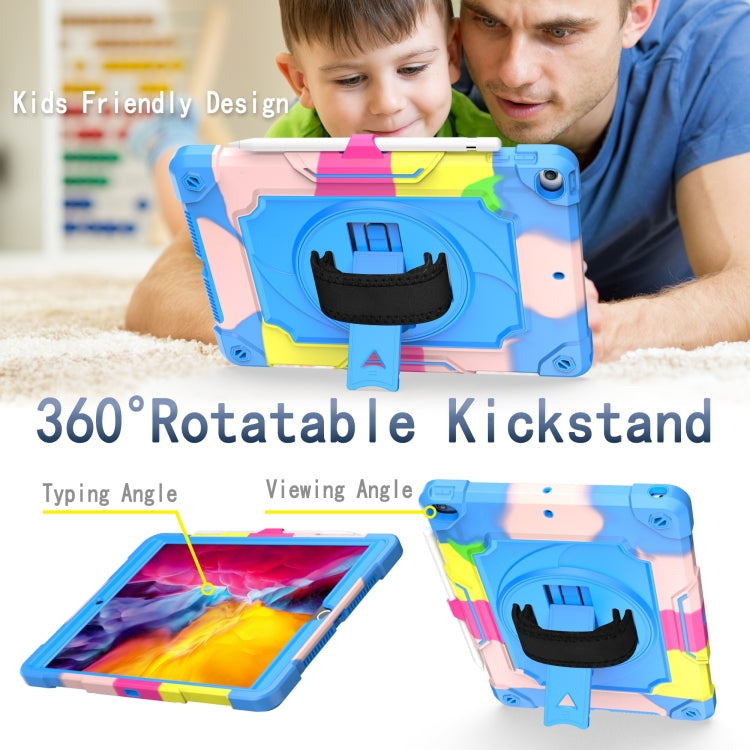 360 Degree Rotation Turntable Contrast Color Robot Shockproof Silicone + PC Protective Case with Holder For iPad 10.2 / 10.2 (2020) / Pro 10.5