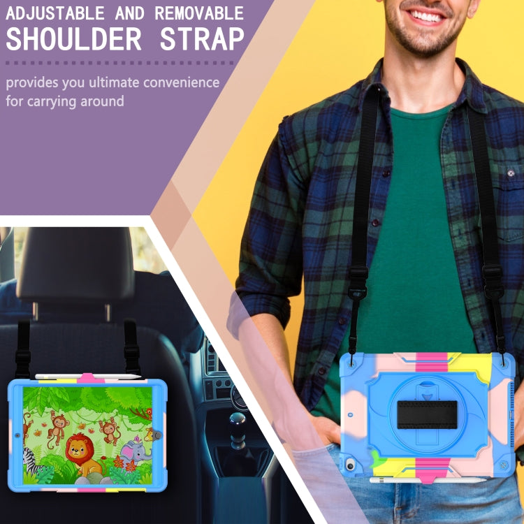 360 Degree Rotation Turntable Contrast Color Robot Shockproof Silicone + PC Protective Case with Holder For iPad 10.2 / 10.2 (2020) / Pro 10.5