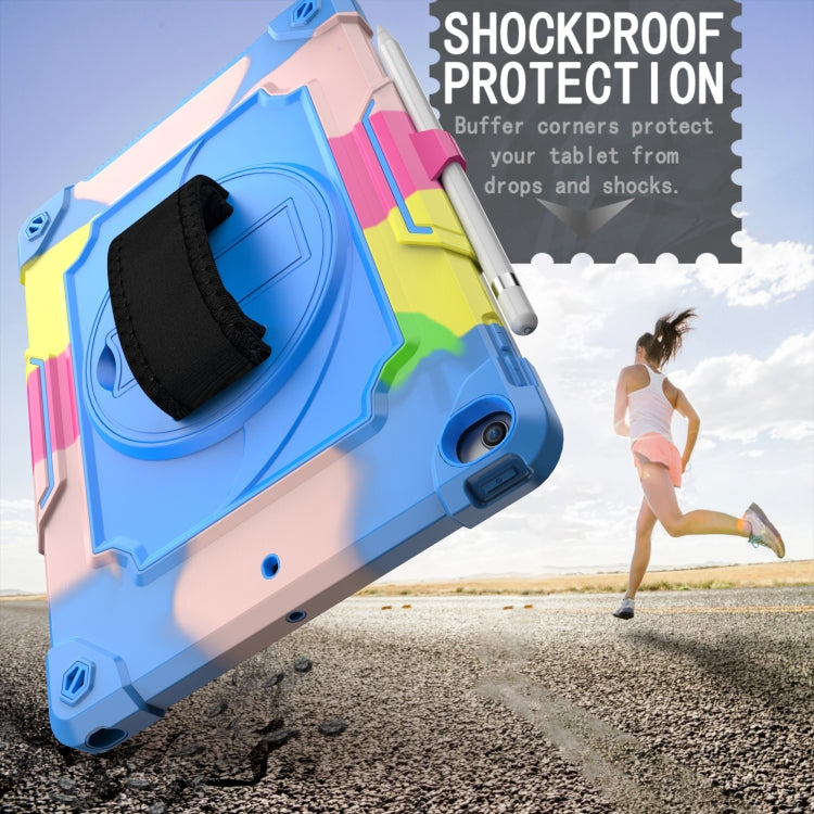 360 Degree Rotation Turntable Contrast Color Robot Shockproof Silicone + PC Protective Case with Holder For iPad 10.2 / 10.2 (2020) / Pro 10.5