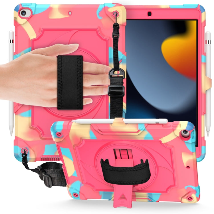 360 Degree Rotation Turntable Contrast Color Robot Shockproof Silicone + PC Protective Case with Holder For iPad 10.2 / 10.2 (2020) / Pro 10.5