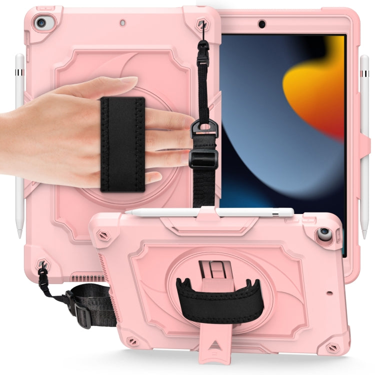 360 Degree Rotation Turntable Contrast Color Robot Shockproof Silicone + PC Protective Case with Holder For iPad 10.2 / 10.2 (2020) / Pro 10.5