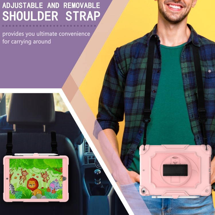 360 Degree Rotation Turntable Contrast Color Robot Shockproof Silicone + PC Protective Case with Holder For iPad 10.2 / 10.2 (2020) / Pro 10.5
