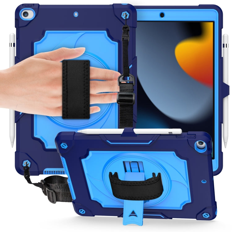 360 Degree Rotation Turntable Contrast Color Robot Shockproof Silicone + PC Protective Case with Holder For iPad 10.2 / 10.2 (2020) / Pro 10.5