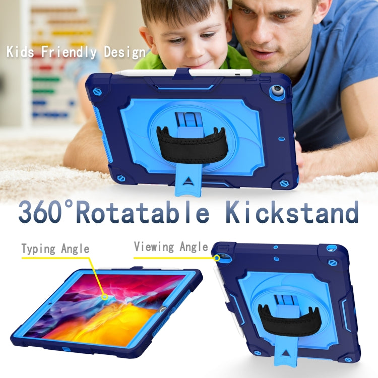 360 Degree Rotation Turntable Contrast Color Robot Shockproof Silicone + PC Protective Case with Holder For iPad 10.2 / 10.2 (2020) / Pro 10.5