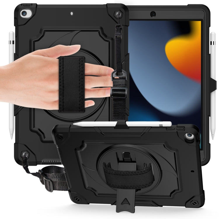 360 Degree Rotation Turntable Contrast Color Robot Shockproof Silicone + PC Protective Case with Holder For iPad 10.2 / 10.2 (2020) / Pro 10.5