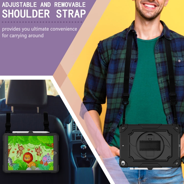 360 Degree Rotation Turntable Contrast Color Robot Shockproof Silicone + PC Protective Case with Holder For iPad 10.2 / 10.2 (2020) / Pro 10.5