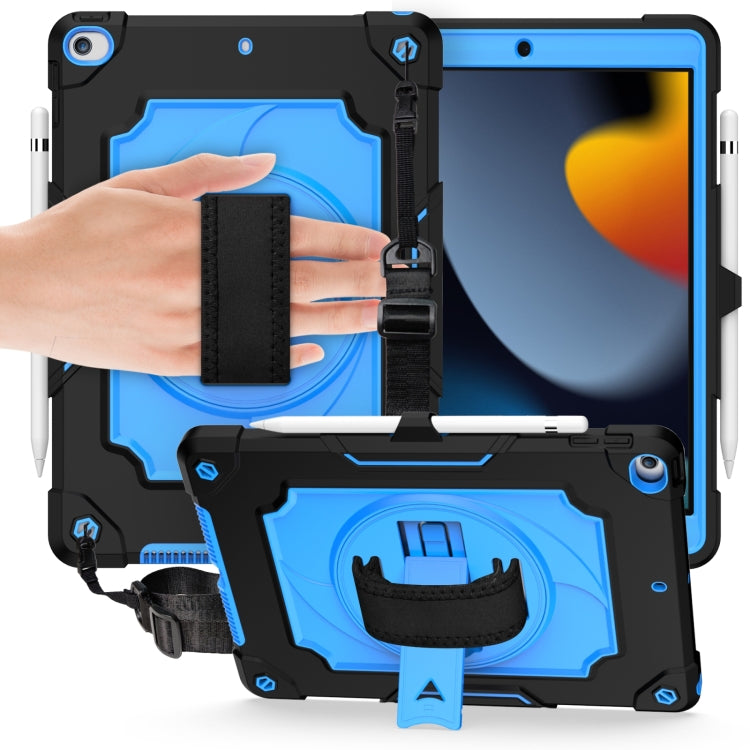 360 Degree Rotation Turntable Contrast Color Robot Shockproof Silicone + PC Protective Case with Holder For iPad 10.2 / 10.2 (2020) / Pro 10.5